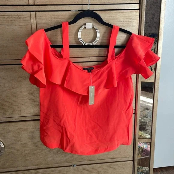 J.Crew cold shoulder silk top, size 8; new - Picture 2 of 7